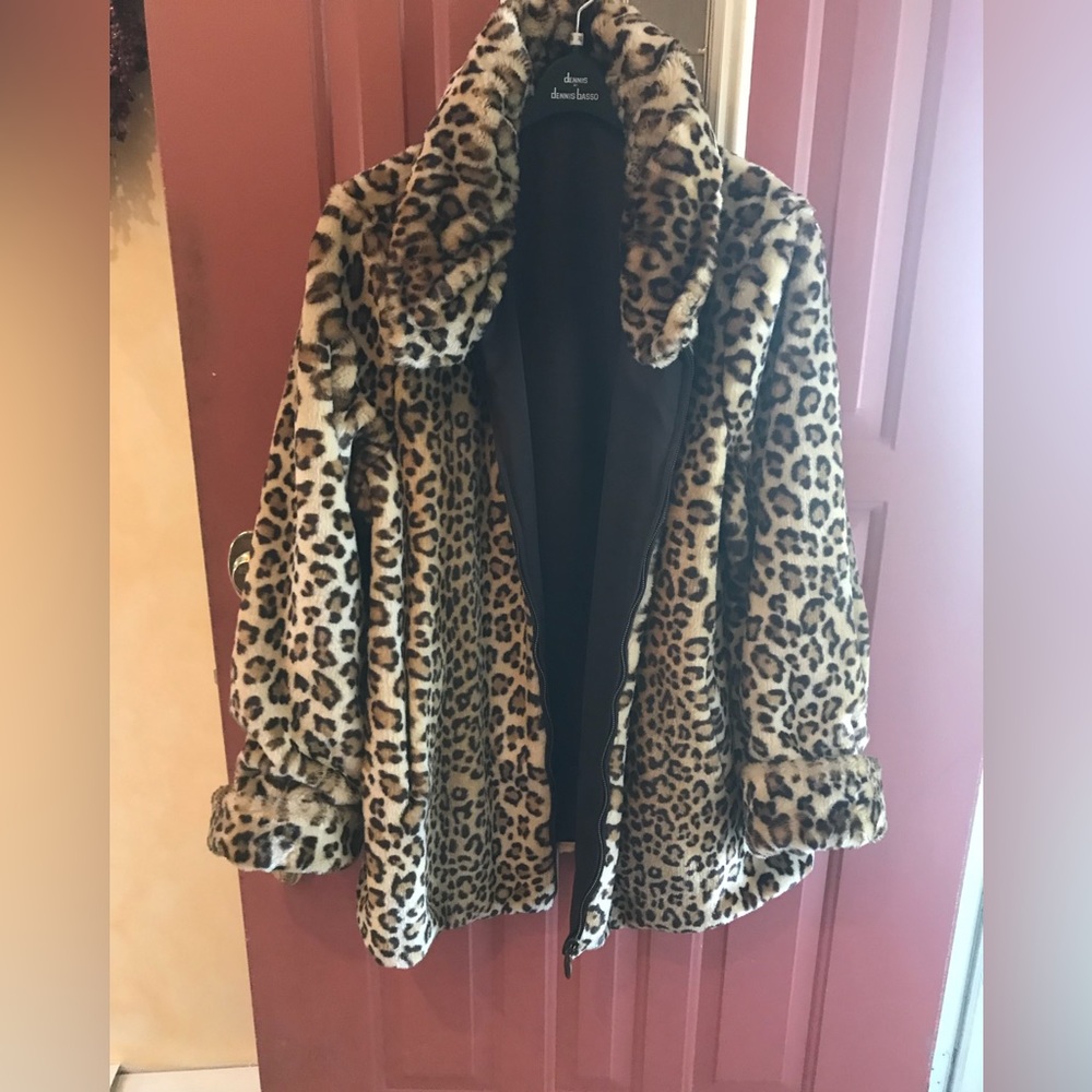 Dennis Basso Faux Leopard reversible Jacket L